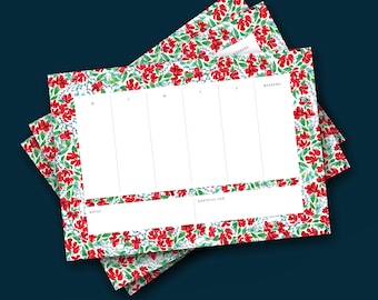 Weekly Planner Notepad – To-Do List, Family Planner, Daily Planner, Meal Planner, Floral Design, Memo Pad, Gift For Her, A4 Desk pad