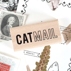 Rubber stamp - snailmail stamp, envelope stamp, mail stamp, penpal stamp, address stamp, cat stamp, animal stamp, CAT MAIL