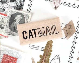 Timbre disant « Cat Mail » pour les amoureux des chats, cadeau pour les propriétaires de chats et courriers heureux/courrier escargot et journal