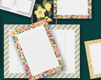 Floral A5 Notepad, To Do List, Shopping List, Memo Pad, Pretty Stationery Gift, Eco Paper, Sustainable Notepad, Writing Pad for Her