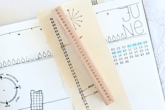 Rubber stamp - Month numbers, vertical, perpetual calendar