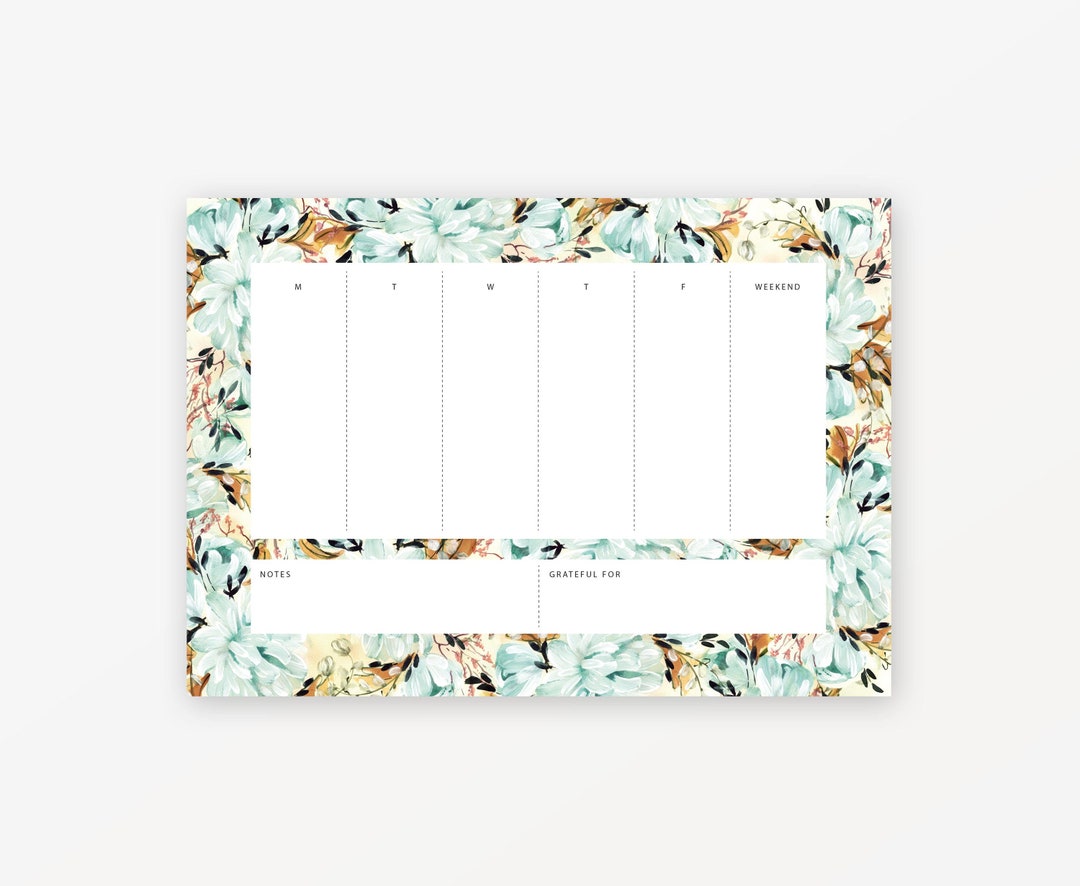 Notepad - Weekly Overview, A4, Desk Pad, Flower Notepad Gratitude, to ...
