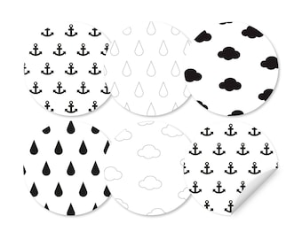 Stickersheets, Sticker, Seals, label - Maritime motives, 24 pieces, 40 mm, round