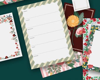 Weekly Planner Notepad, To-Do List, Family Planner, Daily Planner, Meal Planner, Floral Desk Pad, Menu Planner, Sustainable Paper Planner