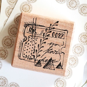 Timbre de lettrage de ticket de plante, tampon à motif pour journal, planificateur, cartes, cadeaux - Floral abstrait No.6