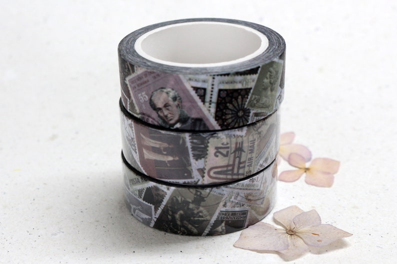 Washi Tape Vintage Style 0,60EUR per m, postzegels deco tape, grunge/steampunk stijl plakband dagboek accessoires Postzegels collectie afbeelding 2