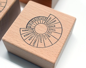Calendario planificador de sellos, sello de madera para día y mes, sello de fecha para diario, invitaciones, bodas, álbumes de recortes, tarjetas