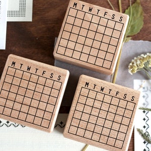 Rubber stamp - Month tabel for 0.5 grid, calendar stamp, week stamp, month stamp, journal calendar stamp