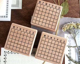 Rubber stamp - Month tabel for 0.5 grid, calendar stamp, week stamp, month stamp, journal calendar stamp