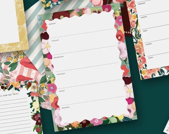 Weekly Planner Notepad, To-Do List, Family Planner, Daily Planner, Meal Planner, Floral Desk Pad, Menu Planner, Sustainable Paper Planner