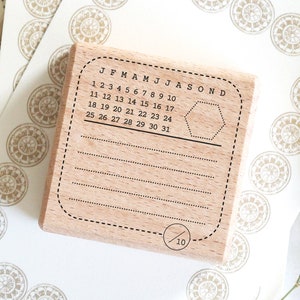 Calendrier de timbres et suivi de l'humeur des habitudes, évaluation, accessoires de planification, décoration de journal minimaliste, cartes de timbres de date de timbre en bois d'invitation