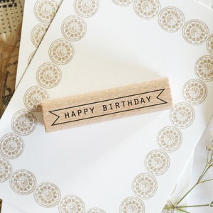 Stempel - Happy Birthday banner, spreukstempel, motiefstempel voor verjaardag, gefeliciteerd stempel