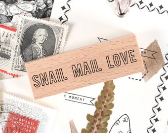 Rubber stamp - snailmail stamp, envelope stamp, mail stamp, penpal stamp, address stamp - Snail mail love