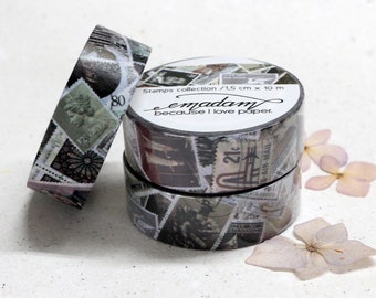 Washi Tape Vintage Style 0,60EUR per m, postzegels deco tape, grunge/steampunk stijl plakband dagboek accessoires - Postzegels collectie