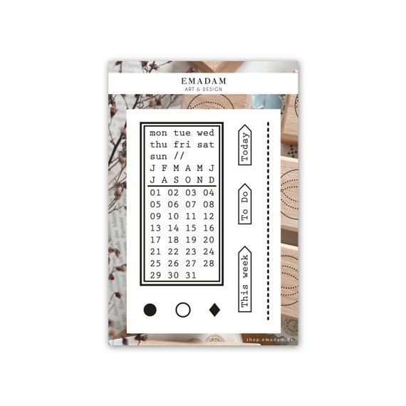 Clear Stamp Set Calendar for Every Month, Date Stamp Habit Tracker
