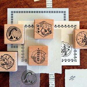Plantes à tamponner avec éléments graphiques, tampons à motifs, motifs variés, pour cartes, journaux et agendas