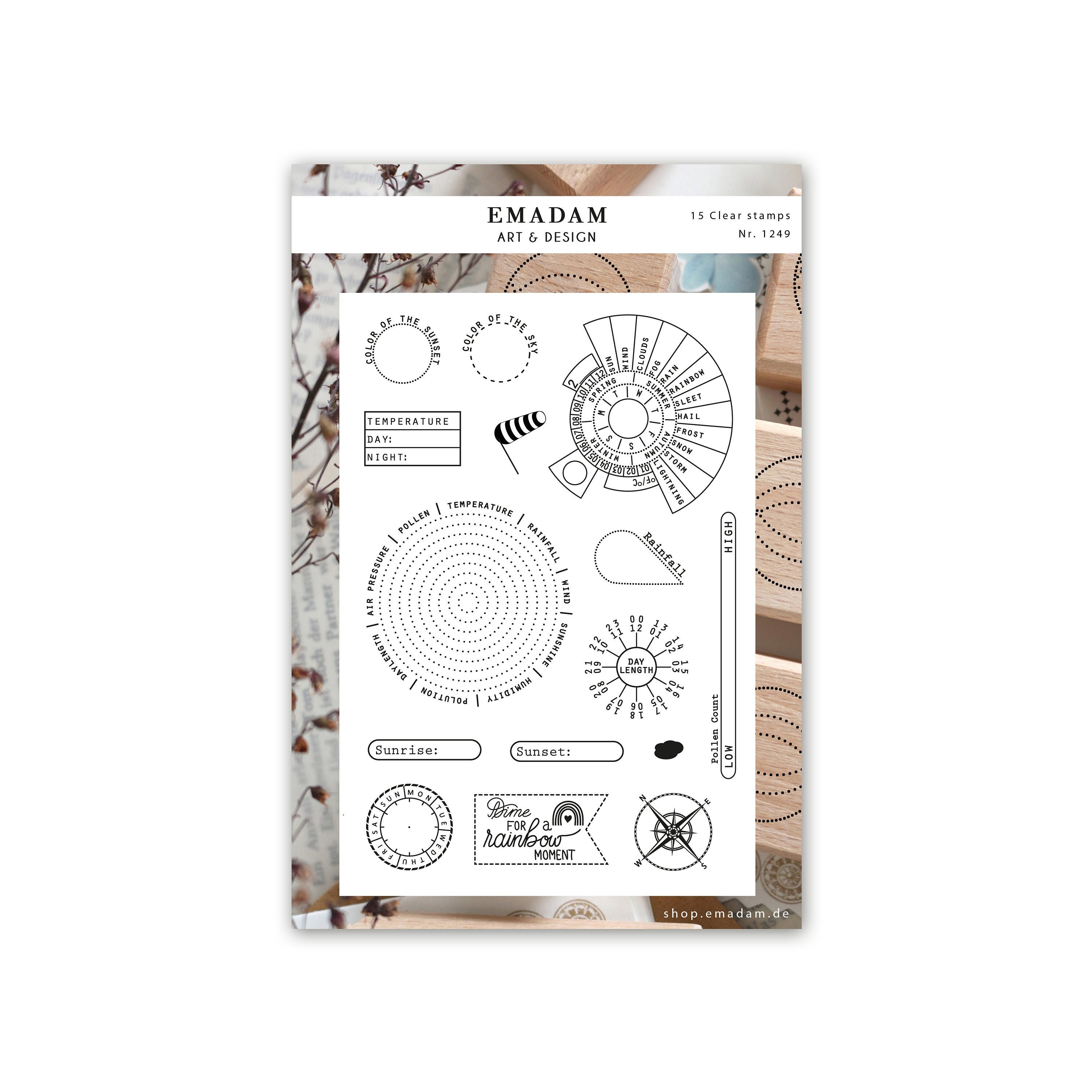 Clear Stamp Set Weather calendar for journal planner calendar stamp temperature silicone stamp rain barometer journaling setup date stamp