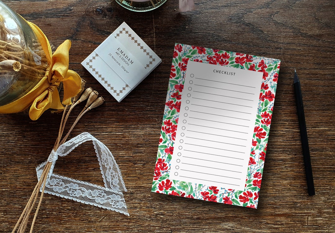 Notepad A6 Checklist Notes to Do List Daily Planner Memo Pad Flower ...