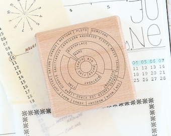Cirkelstempel met dierenriem en horoscoop voor verjaardagen, tarot, geboortestenen, dagboekaccessoires, astrologie, horoscoop, sterrenbeelden