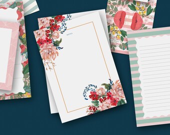 Floral A5 Notepad, To Do List, Shopping List, Memo Pad, Pretty Stationery Gift, Eco Paper, Sustainable Notepad, Writing Pad for Her