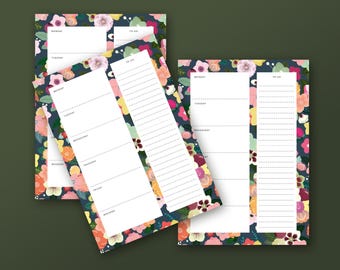 Weekly Planner Notepad, To-Do List, Family Planner, Daily Planner, Meal Planner, Floral Desk Pad, Menu Planner, Sustainable Paper Planner