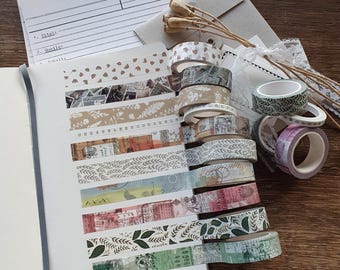 Washi Tape 0.60 EUR per m, Decorative flower Tape for Journaling, Scrapbooking, Bullet Journal, DIY, Gift, Collage & Planner