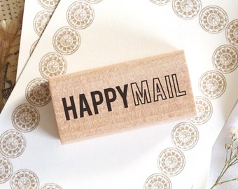 Stempel - HAPPY MAIL, spreukstempel voor brieven, geschenken, vrolijke mails, pakjes, vrienden, verjaardagen