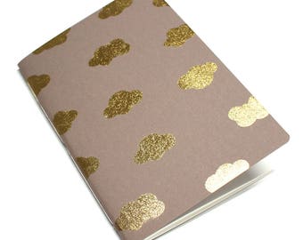 stationery, notebook, journal, diary, book, booklet, papergoods, paper, office supplies, memo, blank book - Golden Clouds