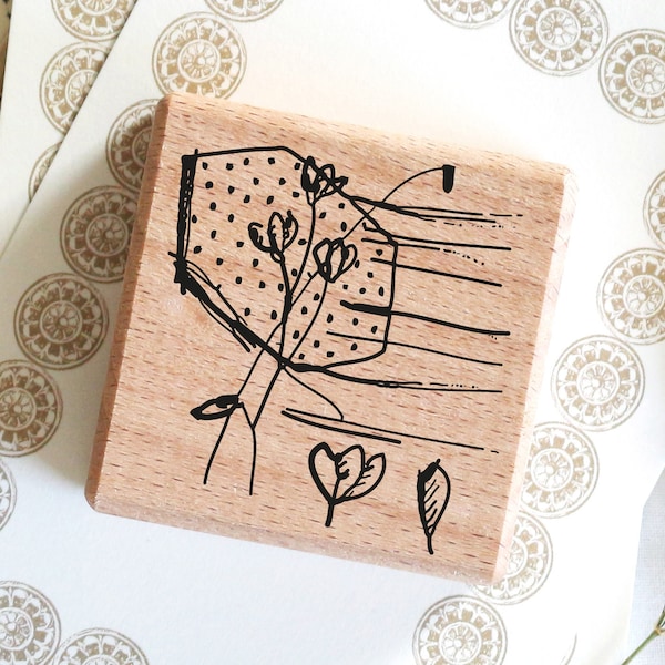 Rubber stamp - card stamp, flower stamp, planner stamp, journal stamp, scrapbook stamp, Abstract floral No. 37