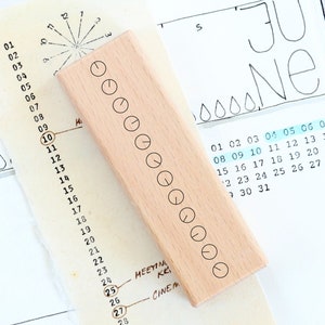 Stempel Uhrzeit für Planer, Holzstempel Uhr für Einladungen, Gummistempel für Kalender und Journal, Zeitstempel, Stundenstempel für Termine