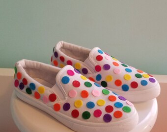 polka dot slip on shoes