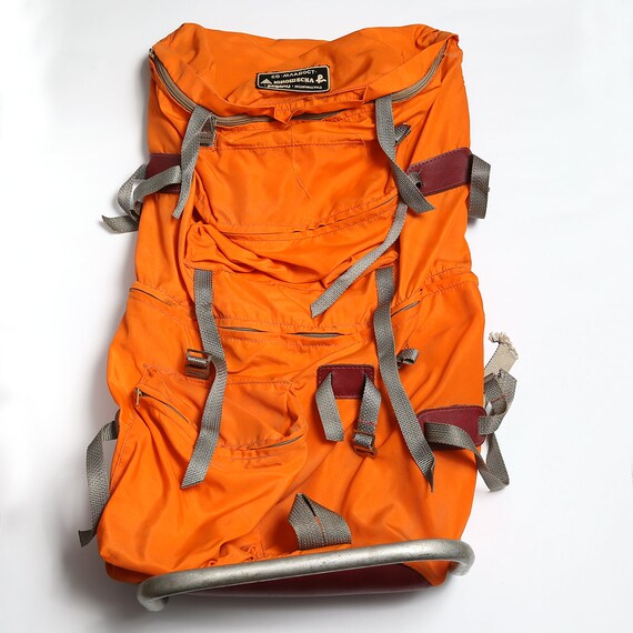 Vintage Distressed polyester Orange Backpack, Big