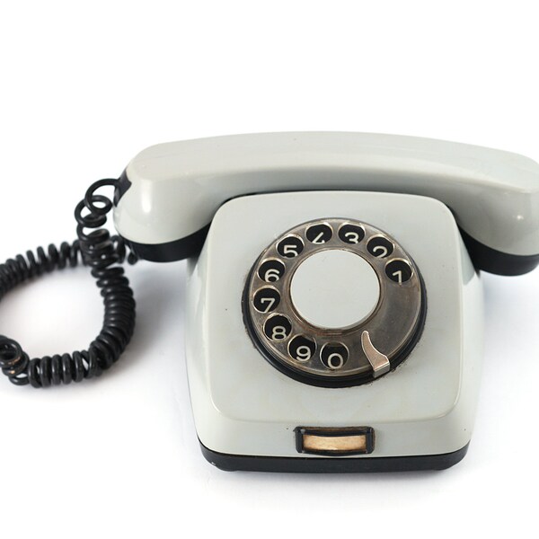 Vintage rotary gray telephone  1970s, retro telephone, rotary phone
