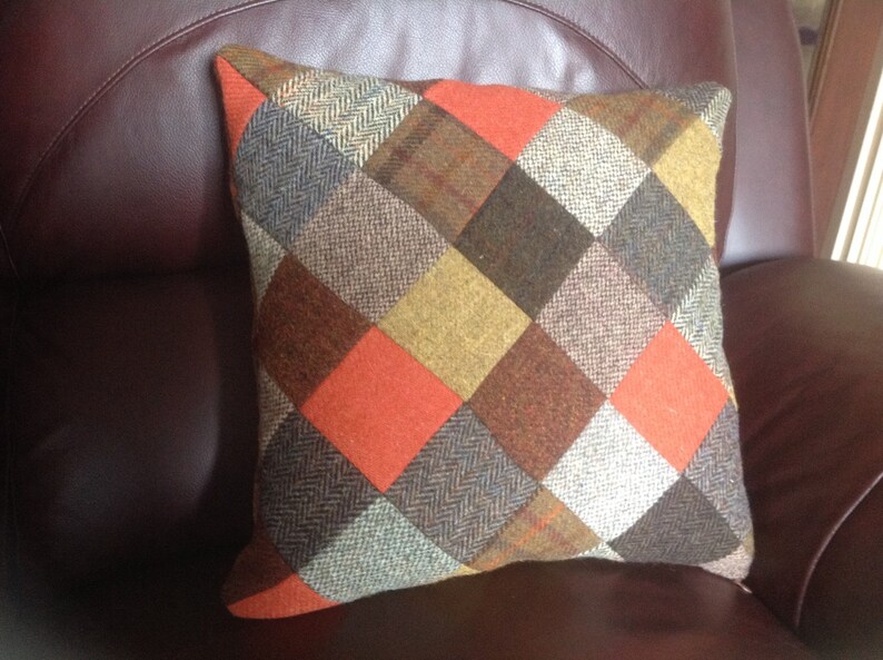 Harris Tweed Patchwork Cushion/ Pillow Cover Etsy