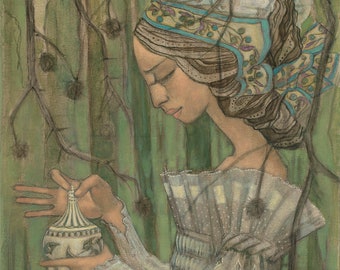 Impression en édition limitée - Oeuvre d'art de la mythologie grecque - Illustration mythologique - Boîte de Pandore