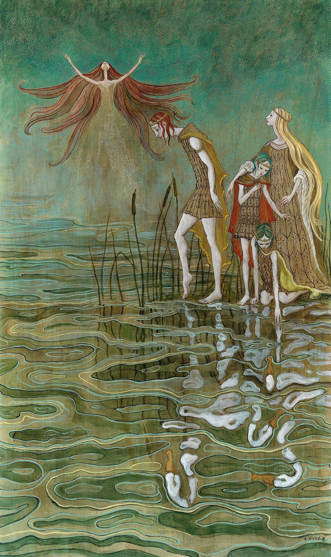 The Children of Lir/clann Lir - Na Leanaí Faoi Dhraíocht/the Children  Bewitched - Irish Legends - Fine Art Print - Swan People - Etsy, image size:1080x1819