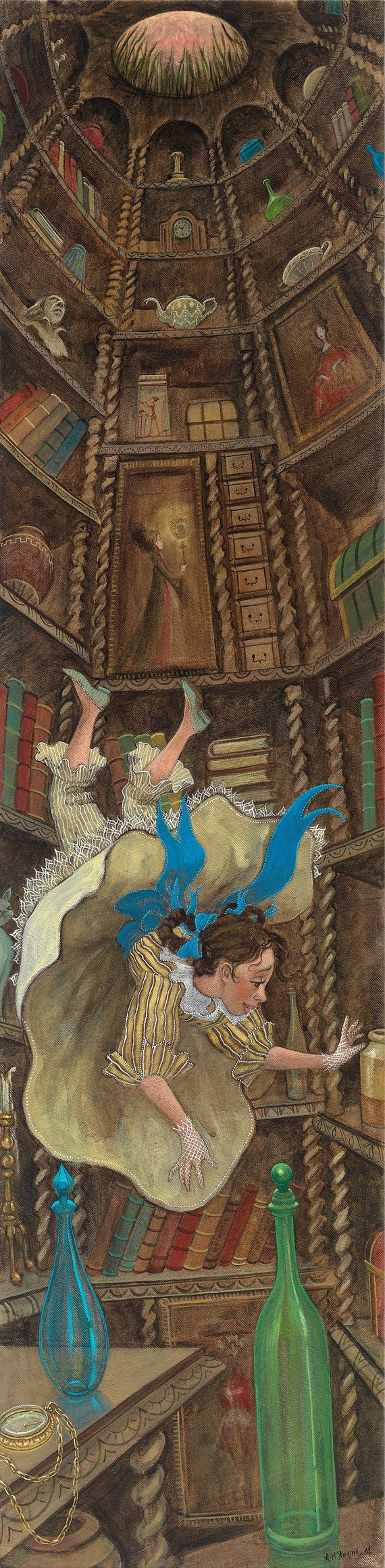 ＜未開封＞美しい絵本『不思議の国のアリス』Alice In Wonderland 不思議の国のアリス - ウサギの穴に落ちる - ファインアート