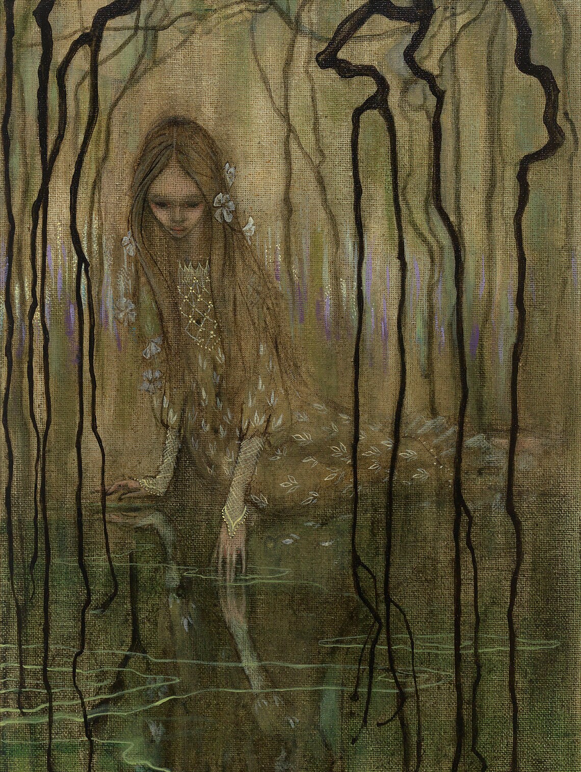 There is a Willow Grows Aslant a Brook Ophelia Fine Art - Etsy