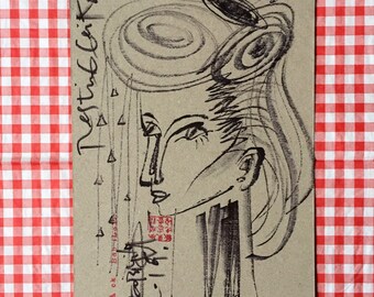 FREE SHIPPING WORLDWIDE! / “Resting Geiko”, 2019 / Original Jack Babiloni Artwork / 210mm x 147mm/ Marker & Jack Babiloni Seals on Cardboard