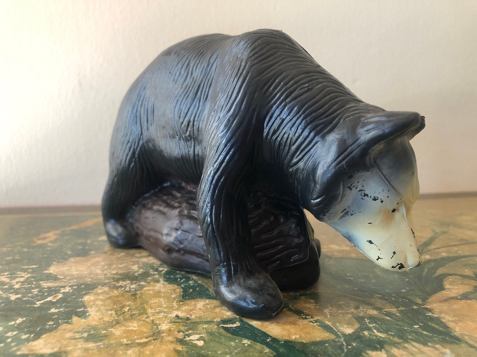 Vintage Plastic Black Bear Bank | Etsy