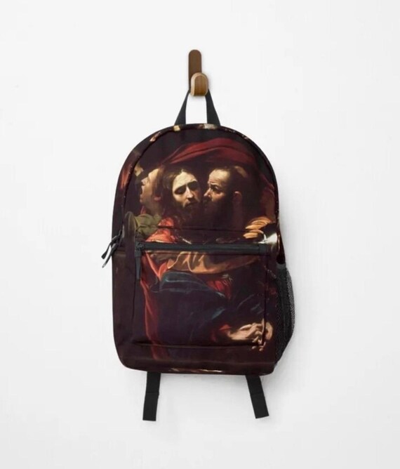 michelangelo caravaggio backpack taking of christ judas oil painting Jesus  art Christian art da Vinci artists renaissance baroque God
