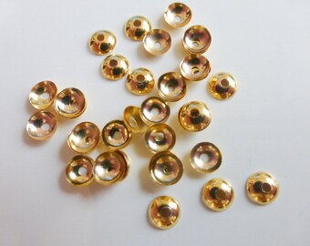 100 x 4mm Round Gold Plated Brass Bead Caps Endbeads Findings, Craft Supplies, Jewellery Making UK Seller (MBX0040)