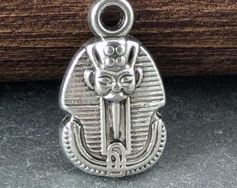 10 x Egyptian Pharoah Charms in Antique Silver Colour 19mm, Pendants Findings Charms, UK Seller (CPX7022)