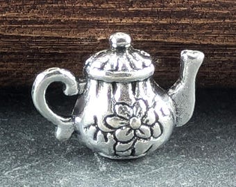5 x Sweet 3D Tibetan Style Teapot Charms in Antique Silver Colour 15mm UK Seller (CPX7040)