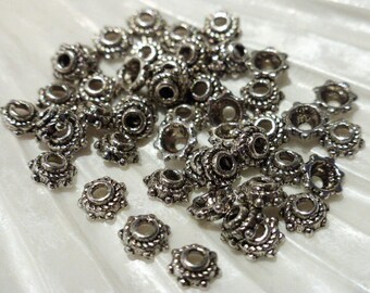 100 x Small Rope Twist Bead Caps Endbeads Antique Silver 5mm, Craft Supplies, Findings and Chains, Bead Caps, UK Seller (MBX0006)