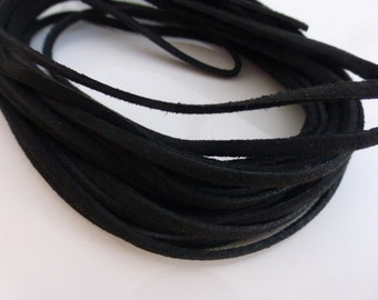 5 metres x 3mm Black Microfibre Faux Suede Cord, Craft Supplies, Cord, UK Seller (FFC5066)