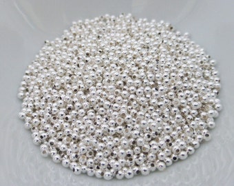 8g (Approx. 500) x 2mm Round Spacer Beads Silver Plated Nickel Free, Metal Beads, Craft Supplies, Beads, UK Seller (MBX0050)