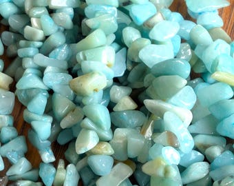 Natural Amazonite Chip Beads - 36 Inch Strand, Craft Supplies, Jewellery Making, Beads, UK Seller (GB1024)