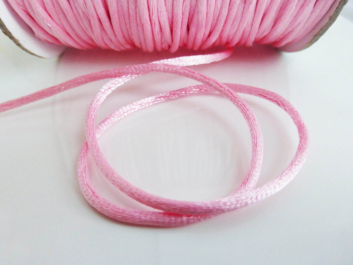 Lot DUO Satin Cord by 2 X 2 Meters Synthetic Rat Tail Cord for Bracelet and  Necklace in Sliding Knot 