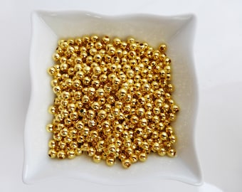 400 x 4 mm, okrągłe koraliki dystansowe w kolorze złotym, koraliki metalowe, artykuły rzemieślnicze, koraliki, sprzedawca w Wielkiej Brytanii (MBX0032)